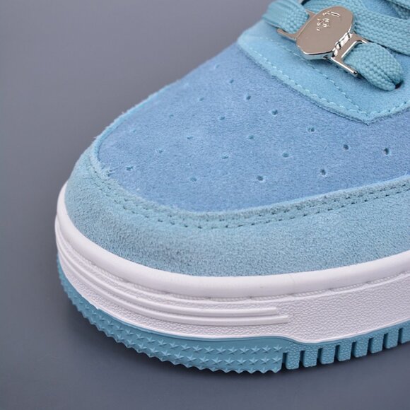 A Bathing Ape Bape Sta Low Suede Heel Blue - Picture 6 of 9